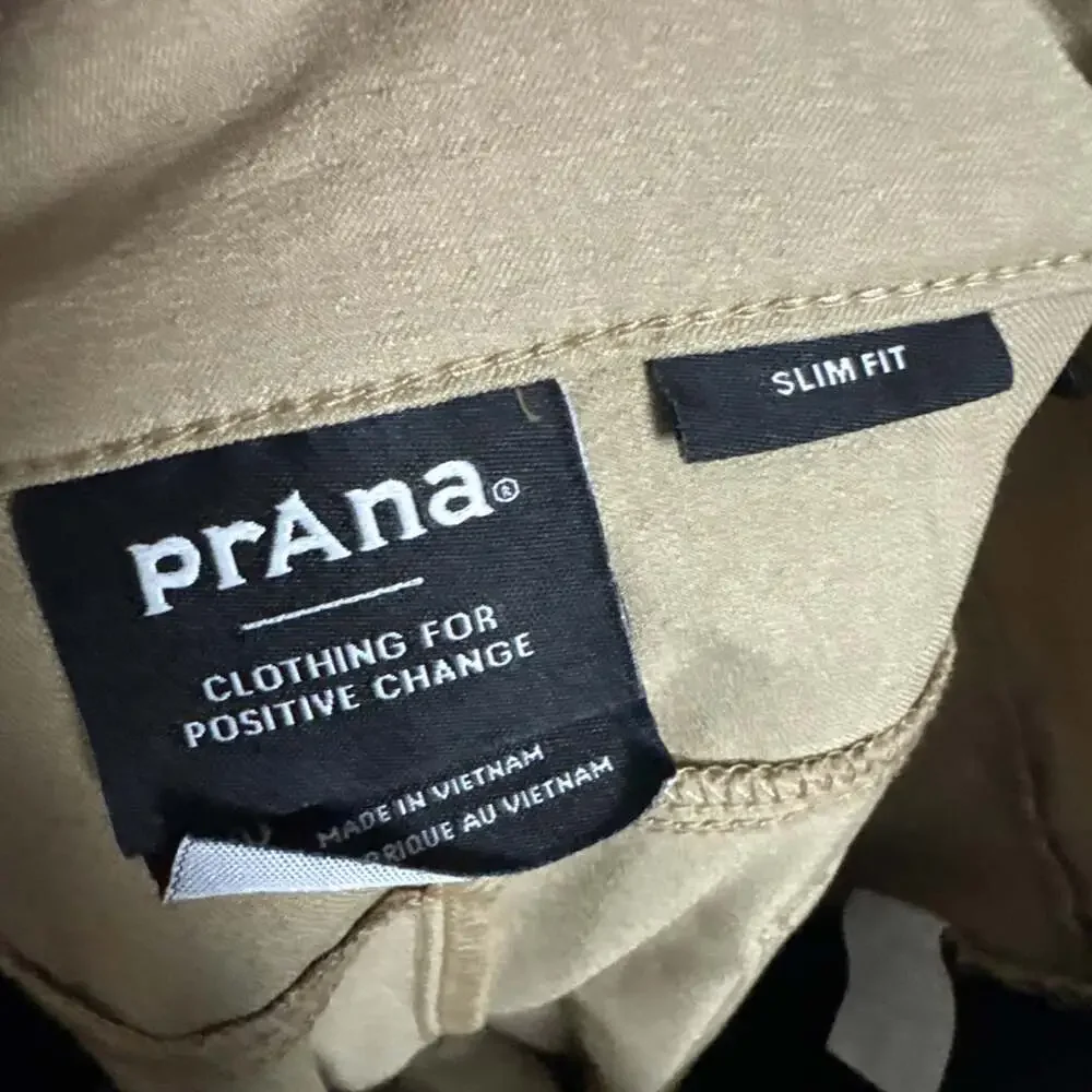 Prana Men's 30/32 Beige Stretch Polyester Slim Fit Chino Pants With Pockets